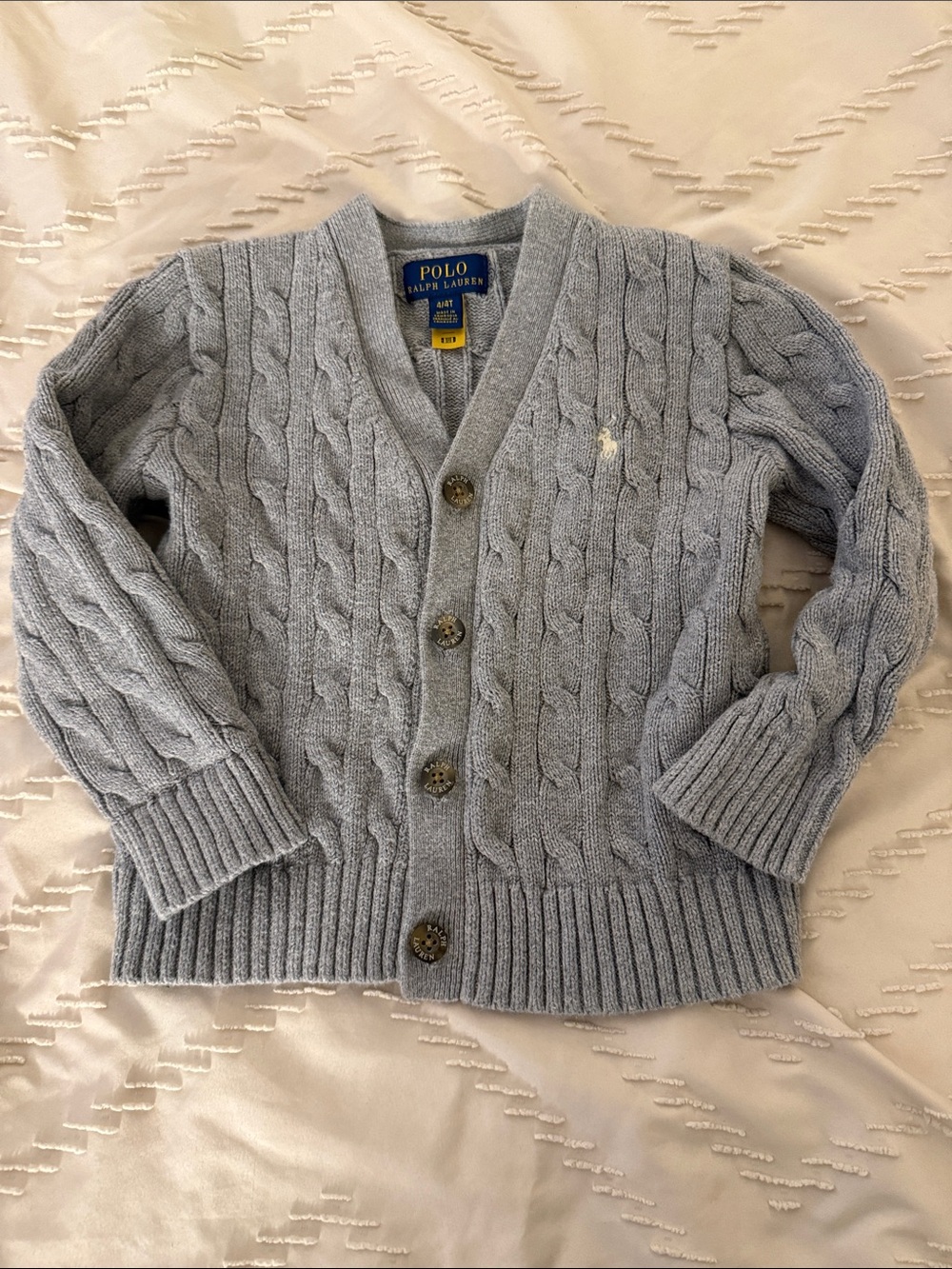 Polo by Ralph Lauren Light Grey Cable Knit Cardigan